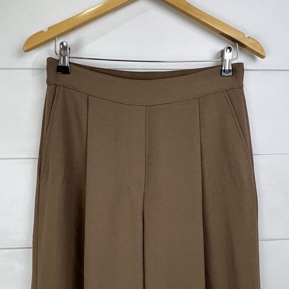 SPANX Crepe Pleated Trouser Pants Cedar 20542 Pull On High Rise Women M Wide Leg - Picture 4 of 13